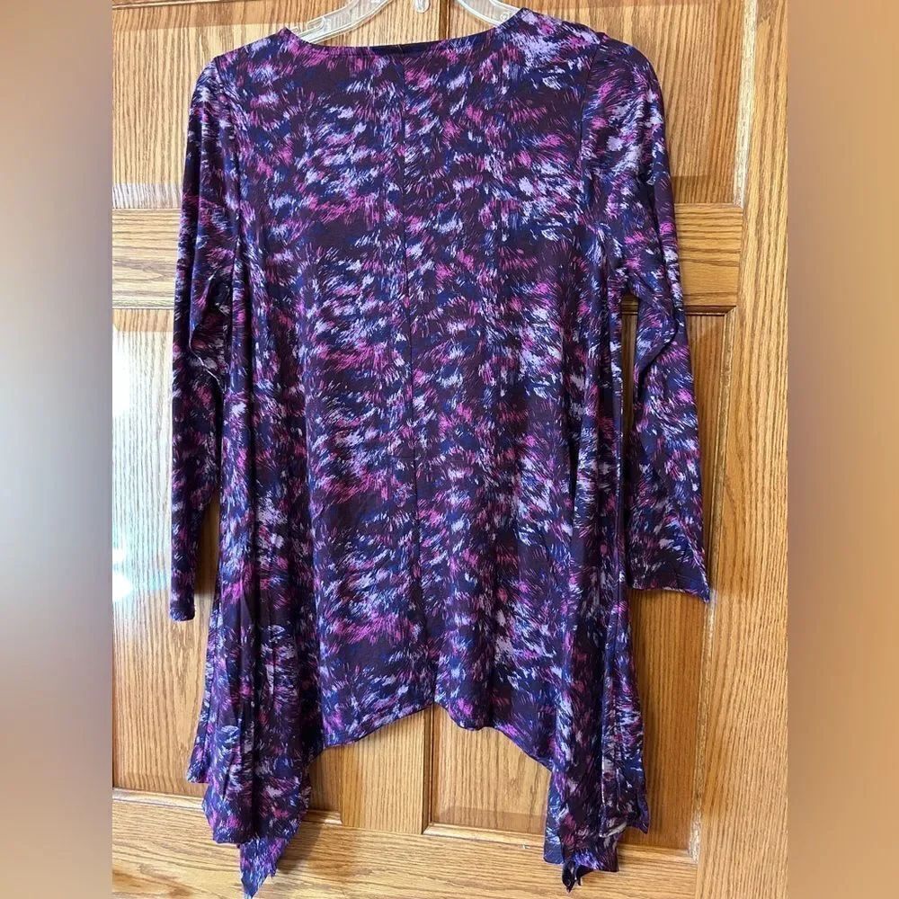 Size 12 purple pink patterned long sleeve teeshirt Roaman’s brand